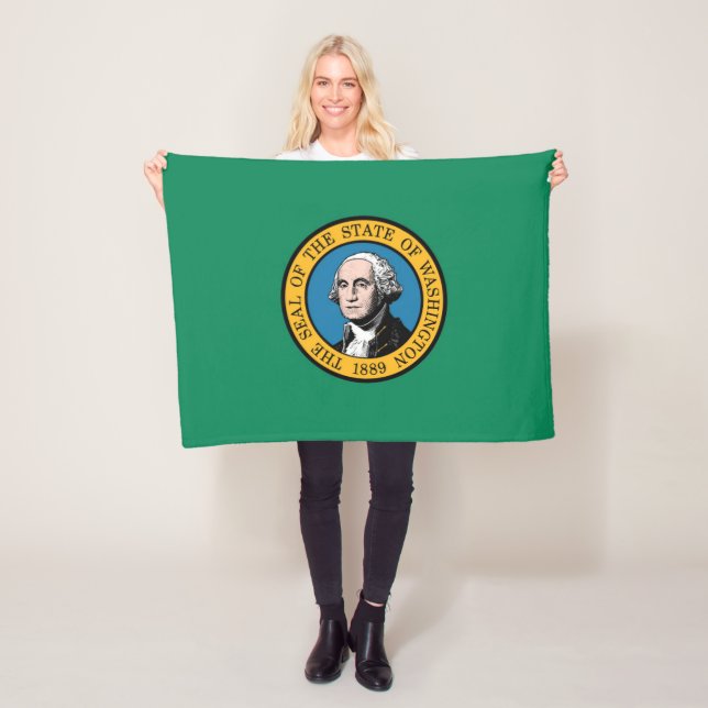 State Flag of Washington, USA Fleece Blanket (In Situ)