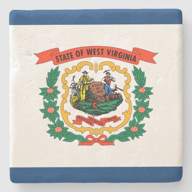 State Flag of West Virginia Stone Coaster (Front)