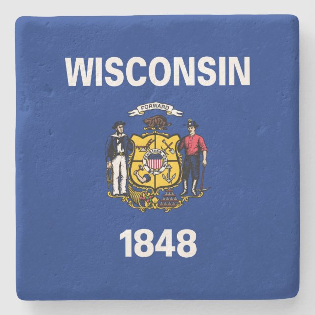 State Flag of Wisconsin Stone Coaster (Front)
