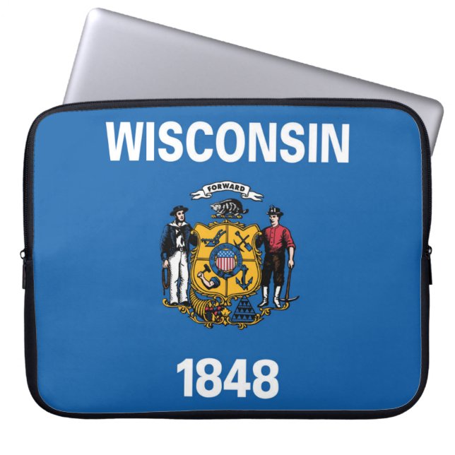 State Flag of Wisconsin, USA Laptop Sleeve (Front)