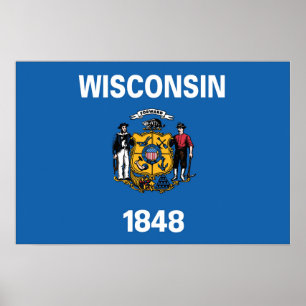 State Flag of Wisconsin, USA Poster