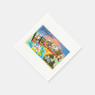 State Florida FL Old Vintage Travel Souvenir Napkin