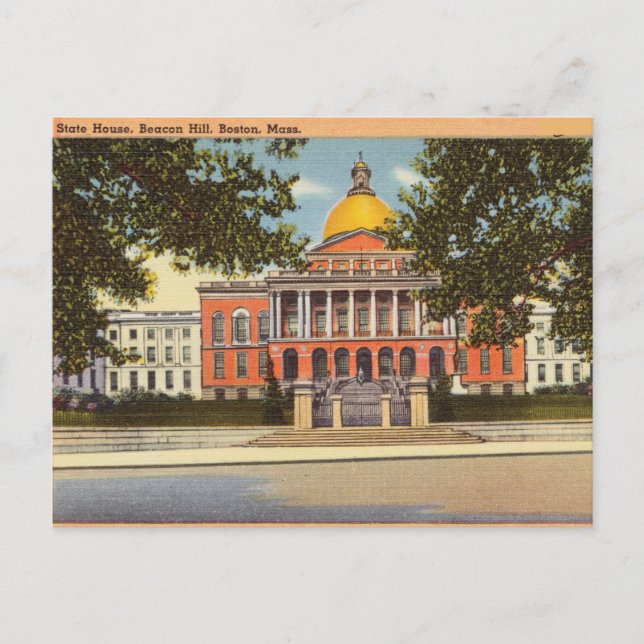 State House, Beacon Hill, Boston, Massachusetts Postcard (Front)