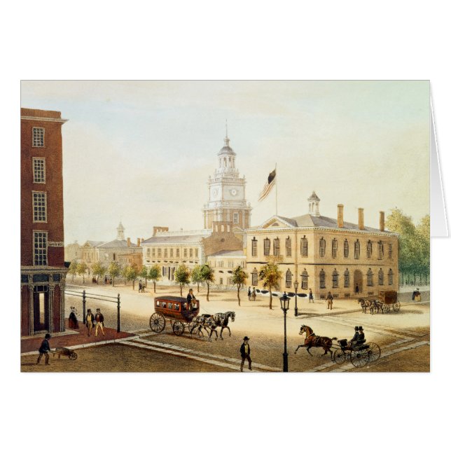 State House, Philadelphia, engraved by Deroy (Front Horizontal)