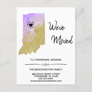 *~* STATE INDIANA New Home Address Moving  Announcement Postcard