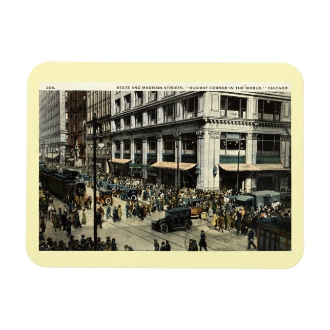 State & Madison Sts., Chicago IL, 1922 Vintage Magnet (Horizontal)