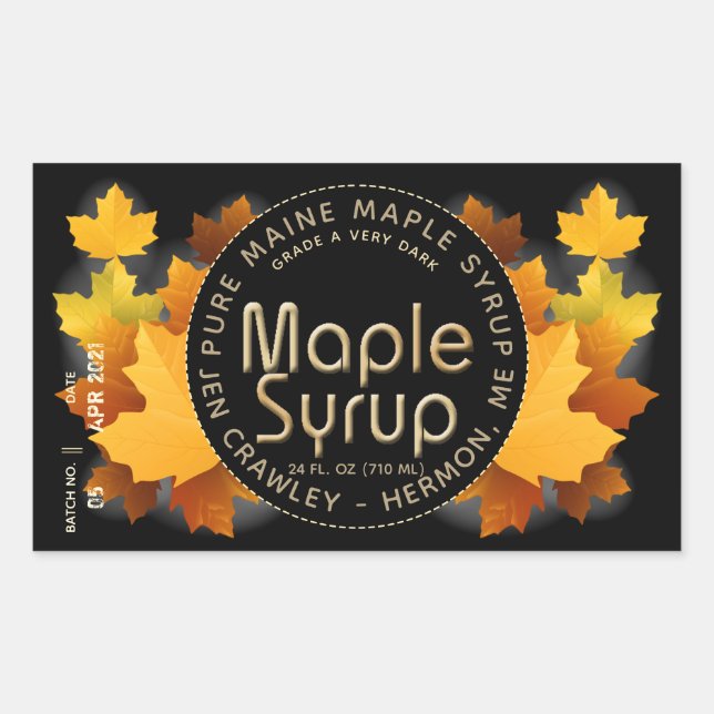 State Name and Sugarmaker  (Batch and Date) Rectan Rectangular Sticker (Front)