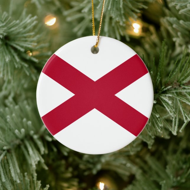 State of Alabama Flag Ceramic Tree Decoration (Tree)
