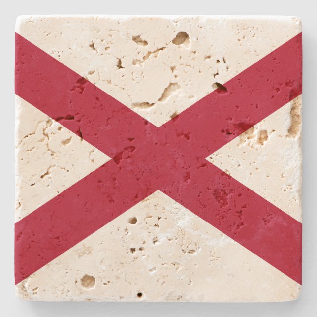 State of Alabama Flag Stone Coaster (Front)