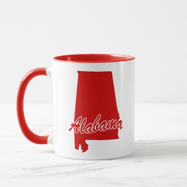 State Of Alabama Shape Red Mug (Left)
