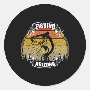 State Of Arizona Fisherman Sunset Fish Arizona Fis Classic Round Sticker