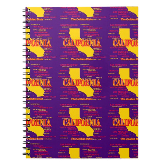 State of California Map, Los Angeles, San Diego Notebook (Front)
