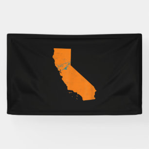 State Of Calinia With Shark Swimming Near San Jose Banner