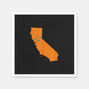 State Of Calinia With Shark Swimming Near San Jose Napkin