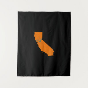 State Of Calinia With Shark Swimming Near San Jose Tapestry