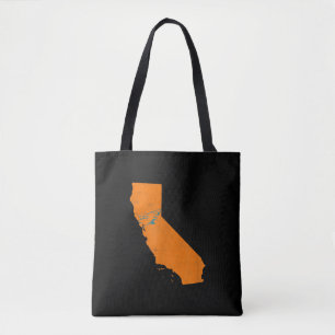 State Of Calinia With Shark Swimming Near San Jose Tote Bag