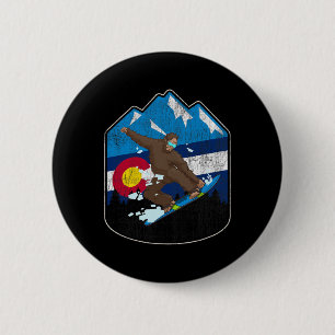 State Of Colorado Flag Snowboarding Gift Bigfoot B 6 Cm Round Badge