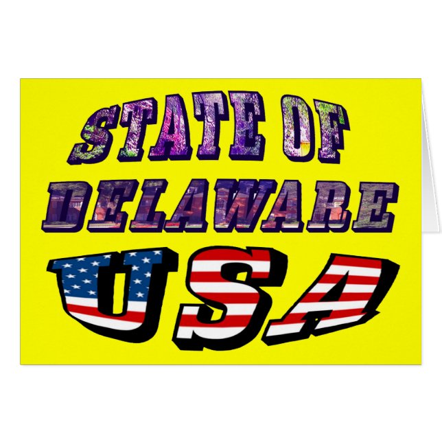 State of Delaware USA Photo & Flag Text Card (Front Horizontal)