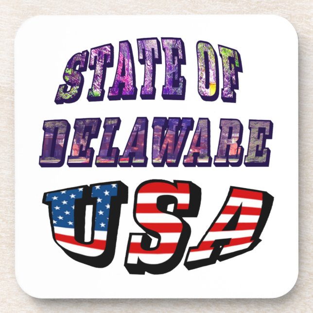 State of Delaware USA Photo & Flag Text Coaster (Front)
