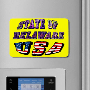 State of Delaware USA Photo & Flag Text Magnet