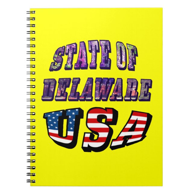State of Delaware USA Photo & Flag Text Notebook (Front)