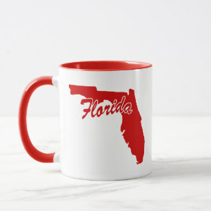State Of Florida Shape Red Mug