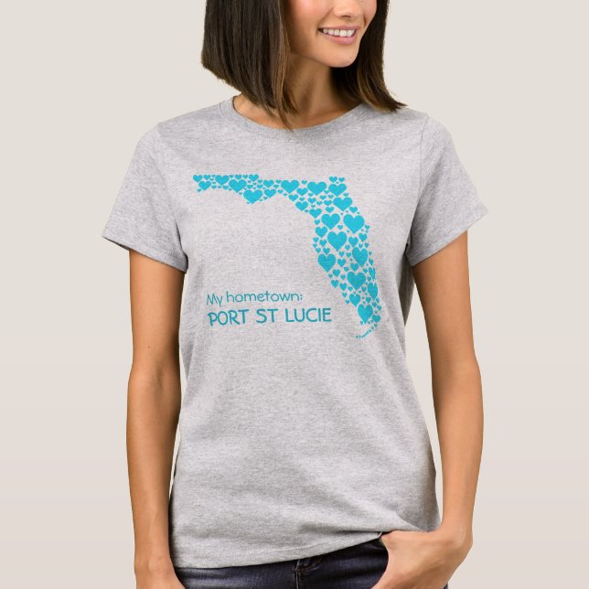 State of Florida Silhouette Hearts & Hometown T-Shirt (Front)