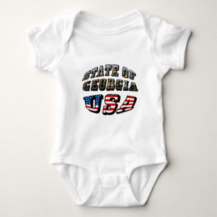 State of Georgia and USA Flag Text Baby Bodysuit