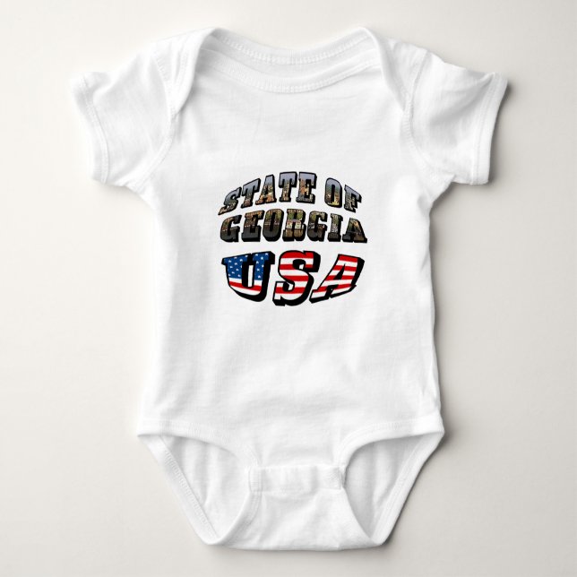 State of Georgia and USA Flag Text Baby Bodysuit (Front)