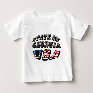 State of Georgia and USA Flag Text Baby T-Shirt