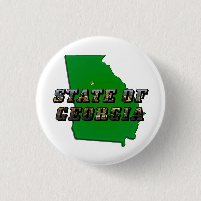 State of Georgia Map Outline and Picture Text 3 Cm Round Badge (Front)