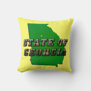 State of Georgia Map Outline and Picture Text Cushion