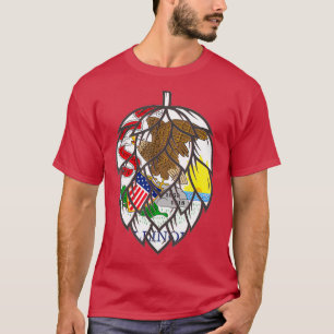 State of Illinois Flag Craft Beer Hop Cone T-Shirt