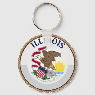 State of Illinois Flag Seal Key Ring
