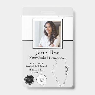 State of Illinois Notary Public Badge with QR Code ID Badge