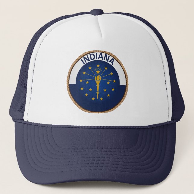 State of Indiana Flag Seal Trucker Hat (Front)