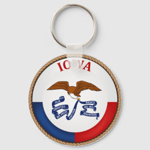 State of Iowa Flag Seal Key Ring