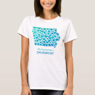 State of Iowa Silhouette Hearts & Hometown T-Shirt