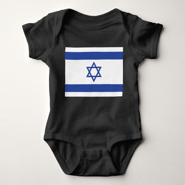 State of Israel Flag, Star of David Judaism Jewish Baby Bodysuit (Front)