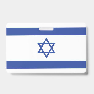 State of Israel Flag, Star of David Judaism Jewish ID Badge