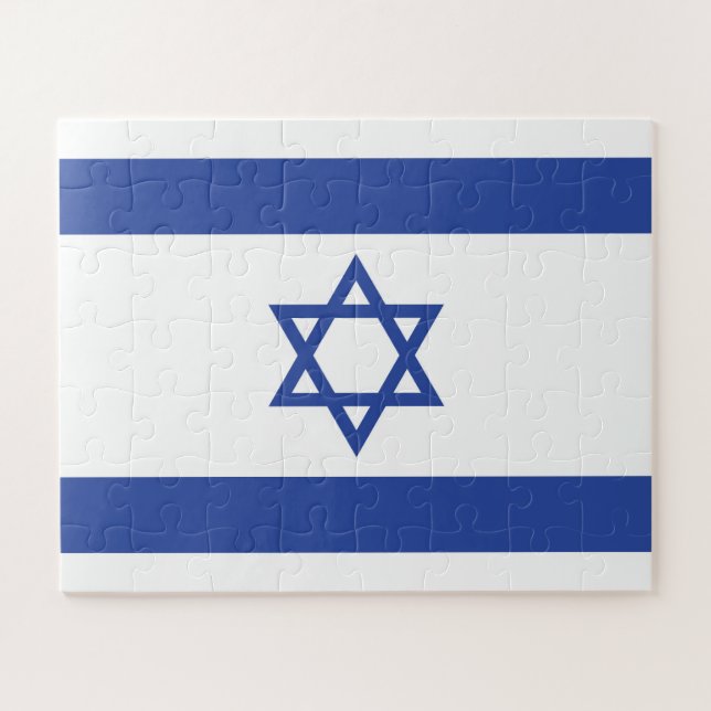 State of Israel Flag, Star of David Judaism Jewish Jigsaw Puzzle (Horizontal)