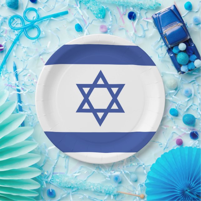 State of Israel Flag, Star of David Judaism Jewish Paper Plate (Party)