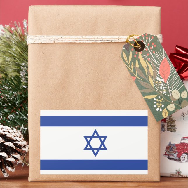 State of Israel Flag, Star of David Judaism Jewish Rectangular Sticker (Holiday)