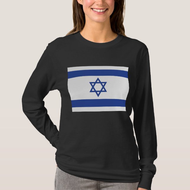 State of Israel Flag, Star of David Judaism Jewish T-Shirt (Front)