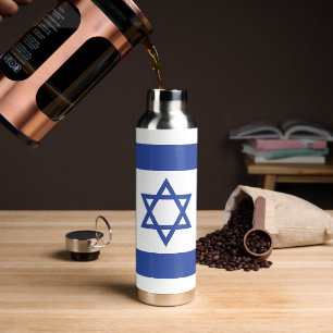 State of Israel Flag, Star of David Judaism Jewish Water Bottle