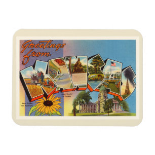 State of Kansas KS Old Vintage Travel Souvenir Magnet