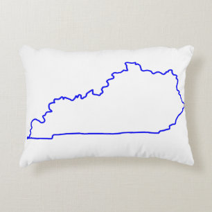 State of Kentucky Blue Outline Accent Pillow