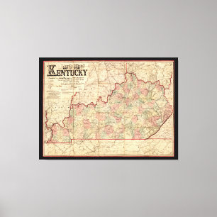 State of Kentucky Map by James Lloyd (1862) Canvas Print