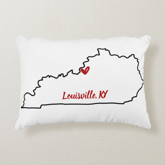 State of Kentucky with Heart Accent Pillow (Front)