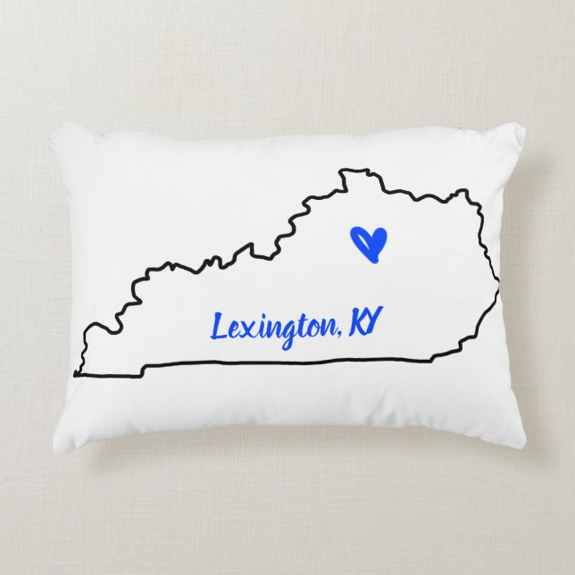 State of Kentucky with Heart Accent Pillow (Front)